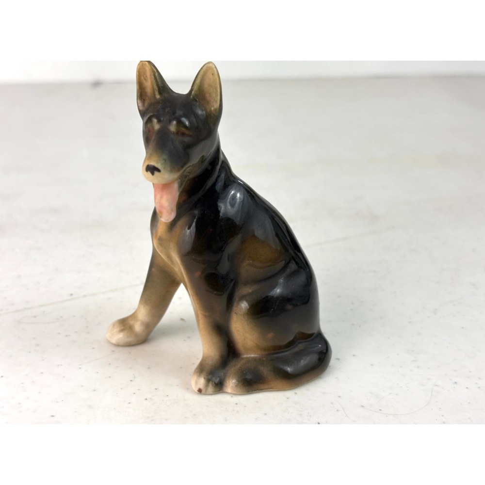 Vintage Occupied Japan German Shepherd Dog Porcelain Figurine 3"